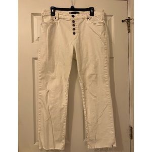 Cut from the Kloth raw hem button up jeans